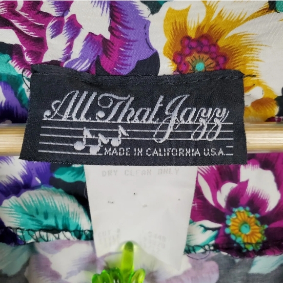 Vintage All That Jazz Scallop V-Neck Floral Button Front Sheath Dress Sz 11/12 - Picture 3 of 4